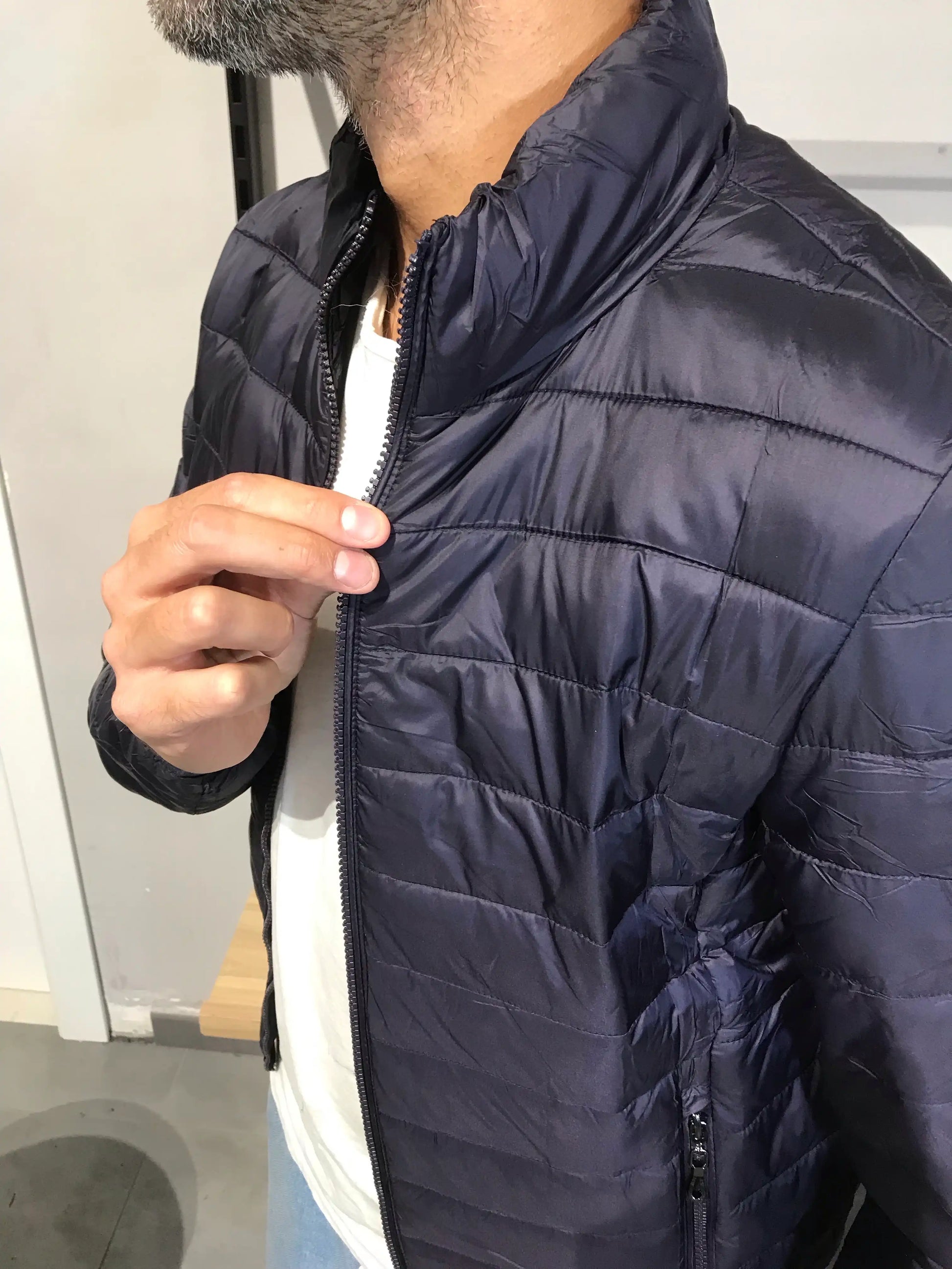 Giubbotto Piumino Leggero Uomo Collo Alto BLU NAVY - SUNTIMEMODA