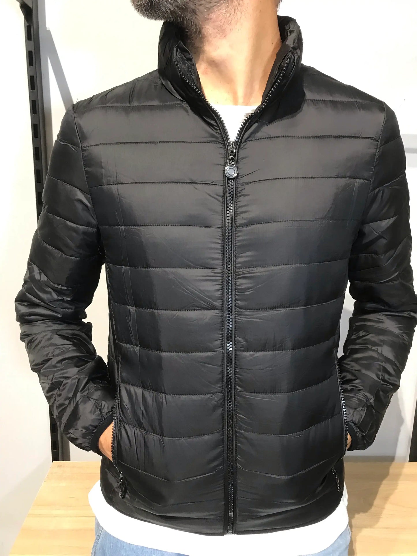 Giubbotto Piumino Leggero Uomo Collo Alto NERO - SUNTIMEMODA