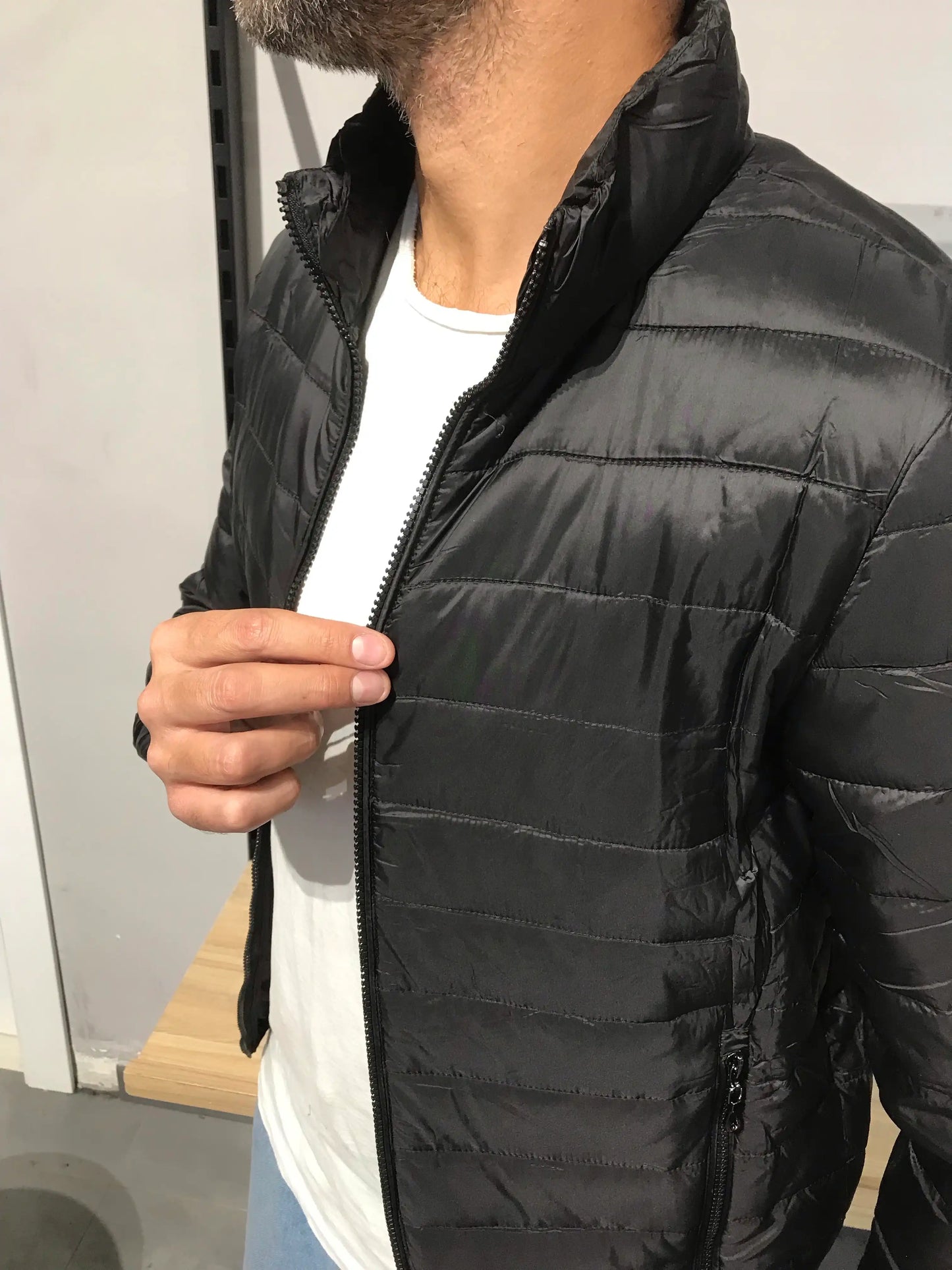 Giubbotto Piumino Leggero Uomo Collo Alto NERO - SUNTIMEMODA