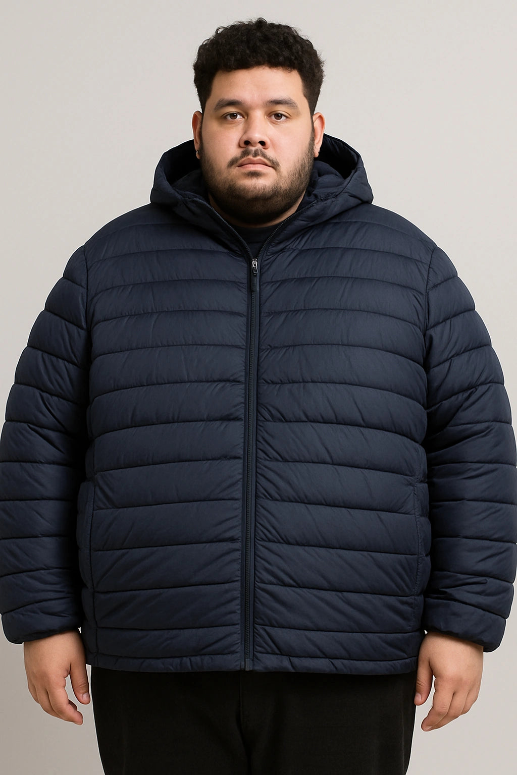 Giubbotto Piumino Uomo Taglie Forti con Cappuccio BLU-NAVY - SUNTIMEMODA