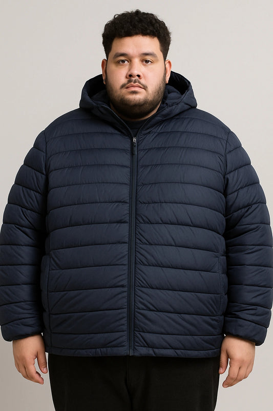 Giubbotto Piumino Uomo Taglie Forti con Cappuccio BLU-NAVY - SUNTIMEMODA