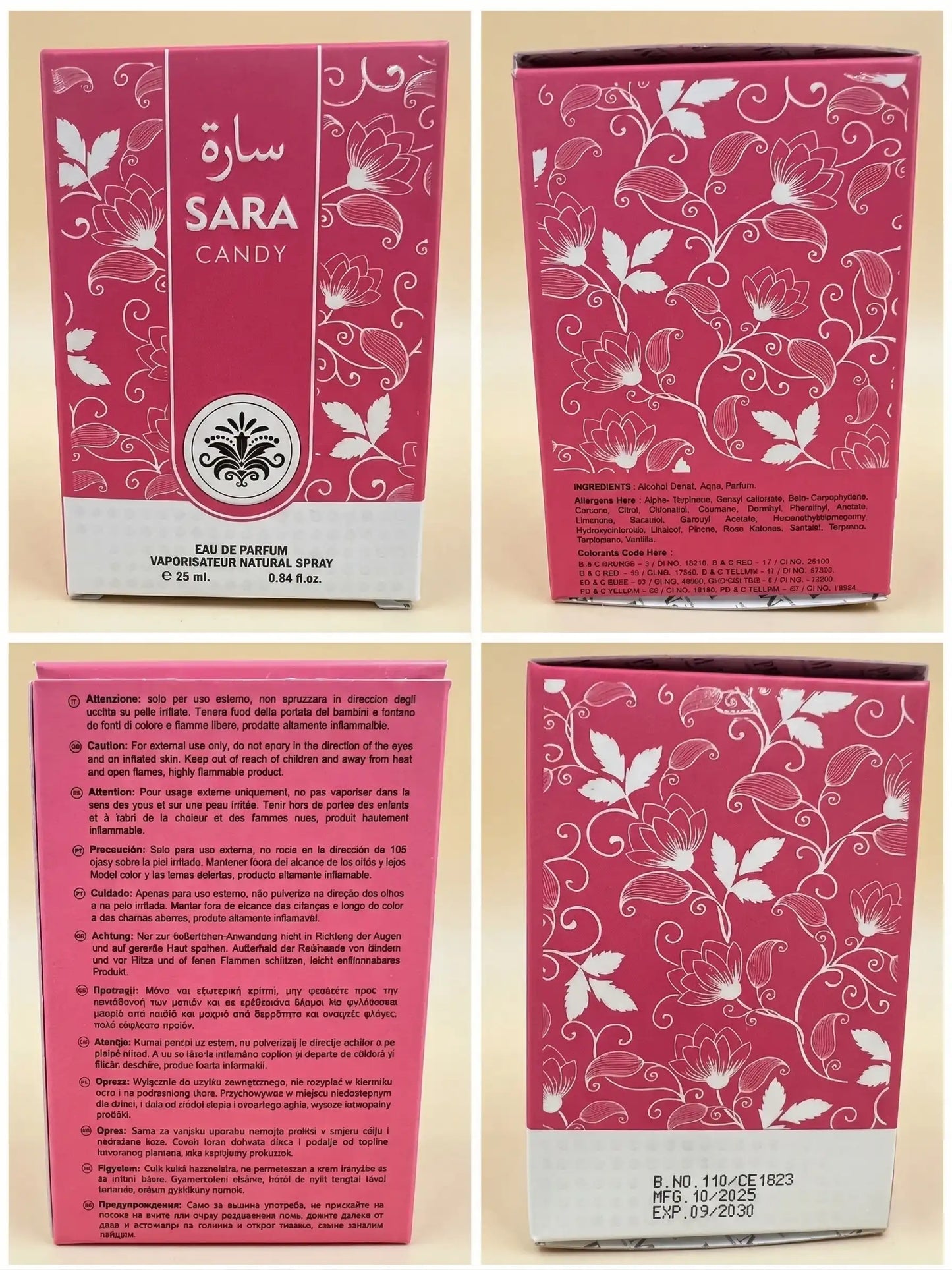 Ingredienti e dettagli confezione profumo SARA CANDY EDP 25ml - SUNTIMEMODA