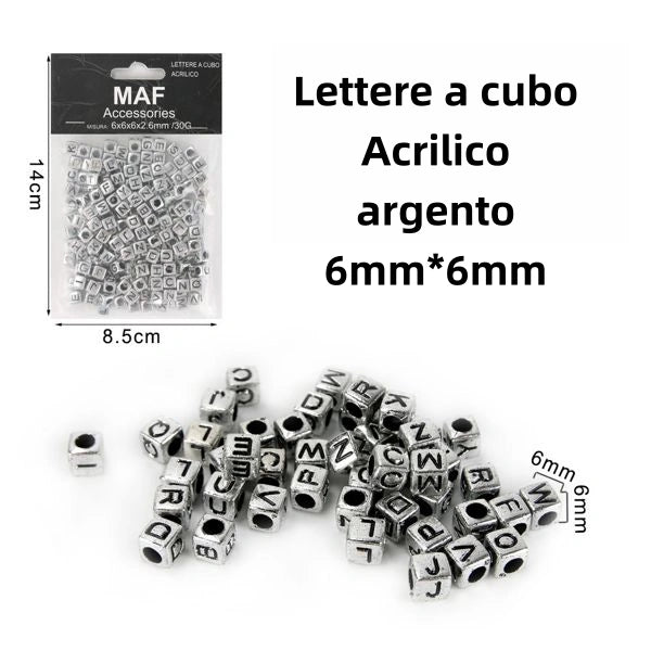 Lettere a cubo Acrilico argento 6mm*6mm - SUNTIMEMODA