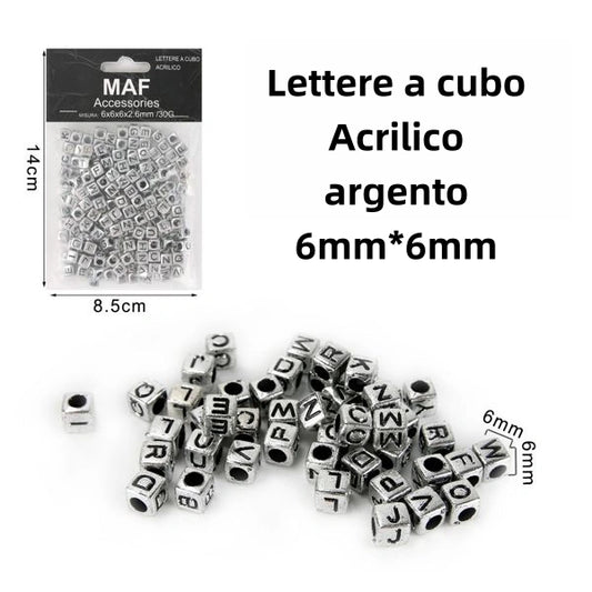 Lettere a cubo Acrilico argento 6mm*6mm - SUNTIMEMODA