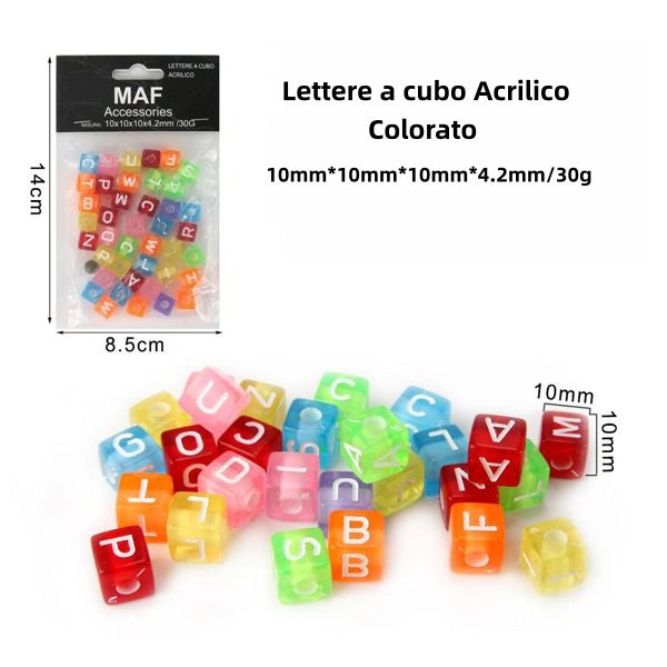 Lettere a cubo acrilico colorato 10mm-10mm-10mm-4.2mm*30g - SUNTIMEMODA