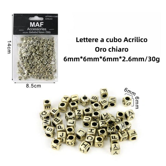 Lettere a cubo acrilico oro chiaro 6-6-6-2.6mm*30g - SUNTIMEMODA