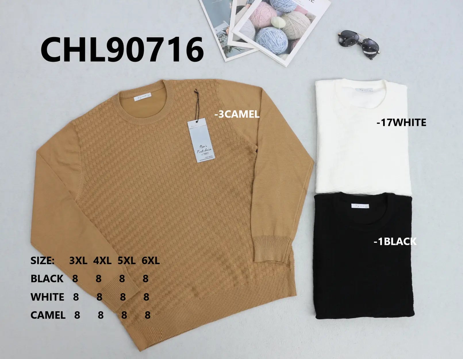 Maglia Uomo Comfort Fit con Trama a Cesto (Taglie Forti) TRE COLOR - SUNTIMEMODA