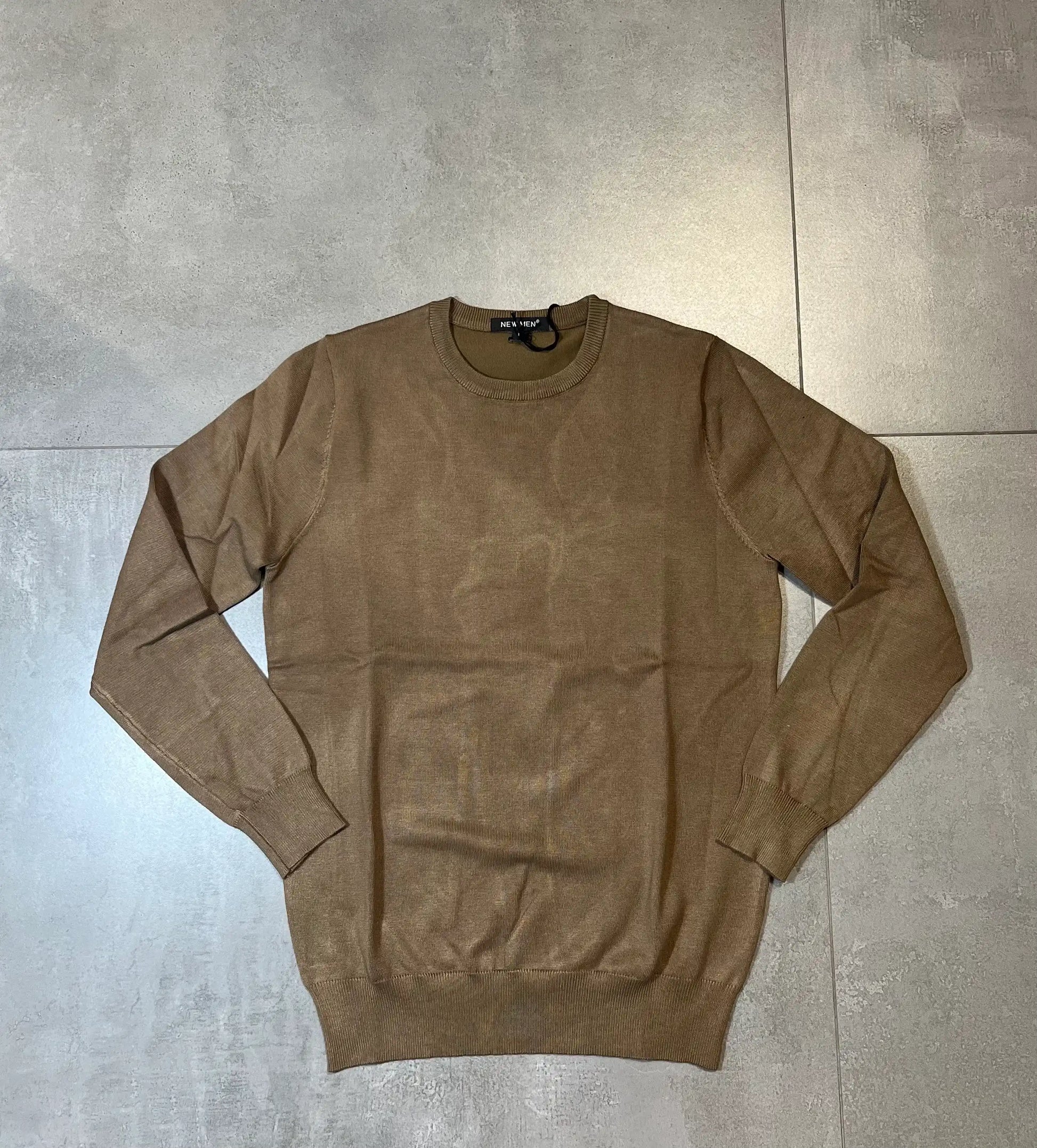 Maglia a Maniche Lunghe Uomo Girocollo in Maglia MARRONE -  SUNTIMEMODA