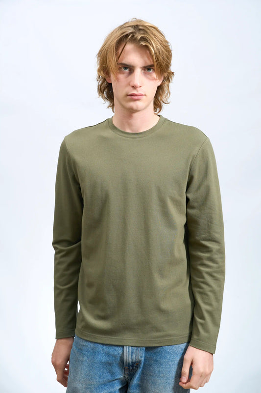 Maglia a Maniche Lunghe Uomo Girocollo in Maglia VERDE - SUNTIMEMODA