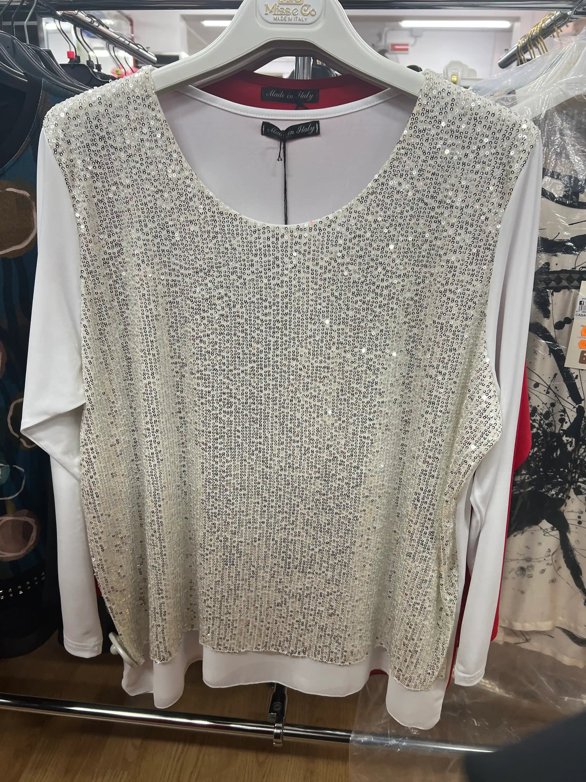 Maglia con paillettes, taglia grande - SUNTIMEMODA