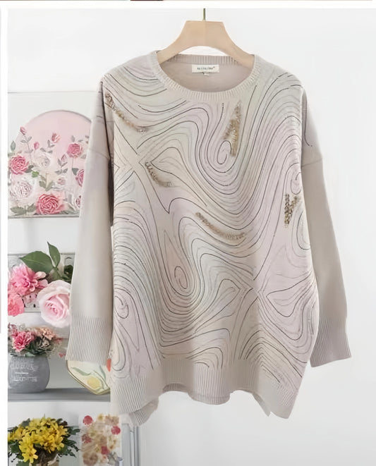 Maglia maniche lunghe con diamanti BEIGE - SUNTIMEMODA