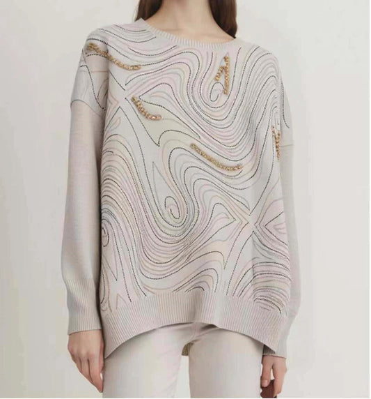 Maglia maniche lunghe con diamanti beige - SUNTIMEMODA