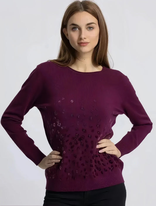 Maglia maniche lunghe con stampa leopardata - SUNTIMEMODA