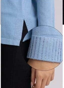 Maglia tinta unita con maniche con strass - SUNTIMEMODA