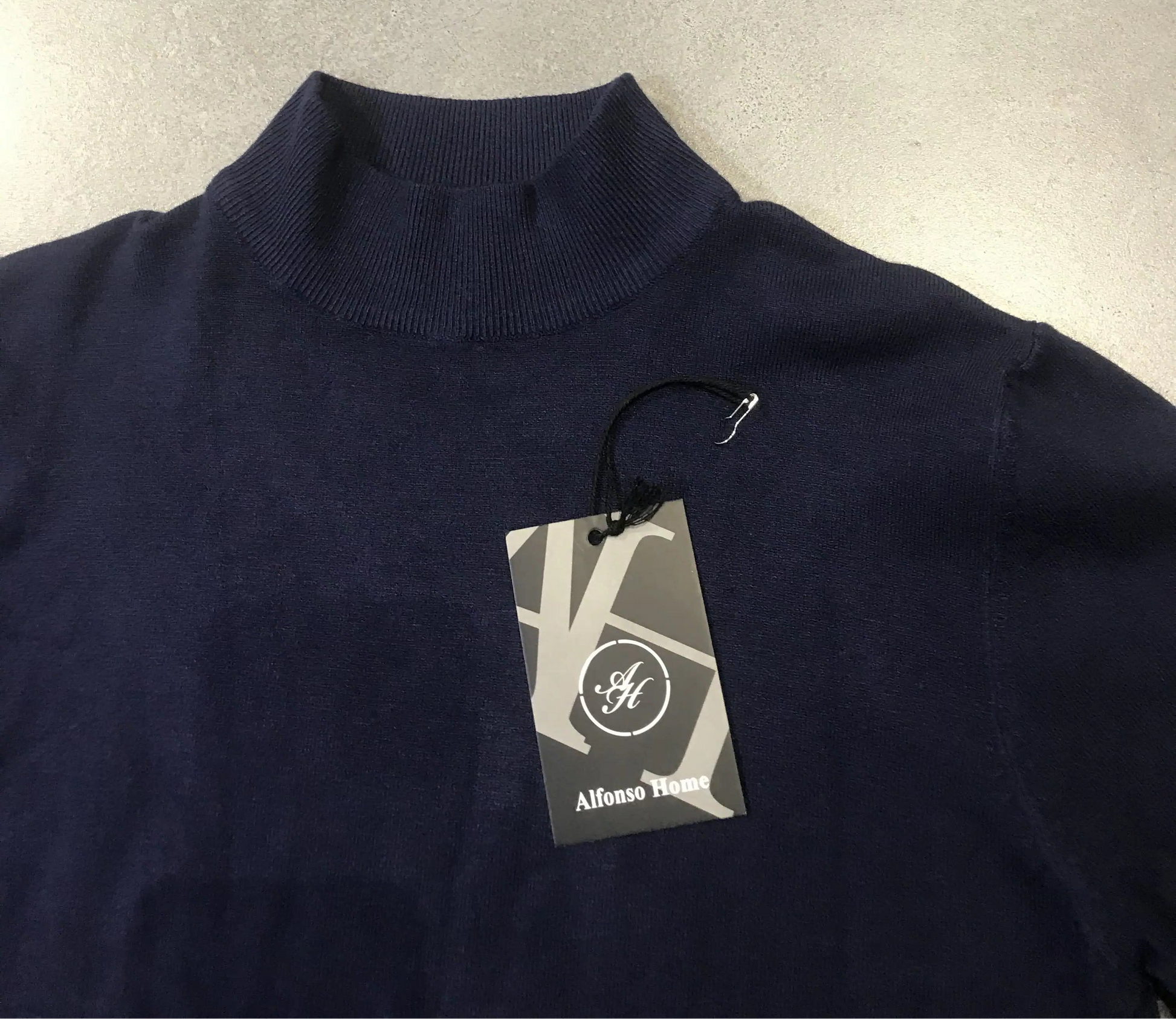 Maglione Collo Alto Uomo in Maglia Sottile BLU-NAVY - SUNTIMEMODA