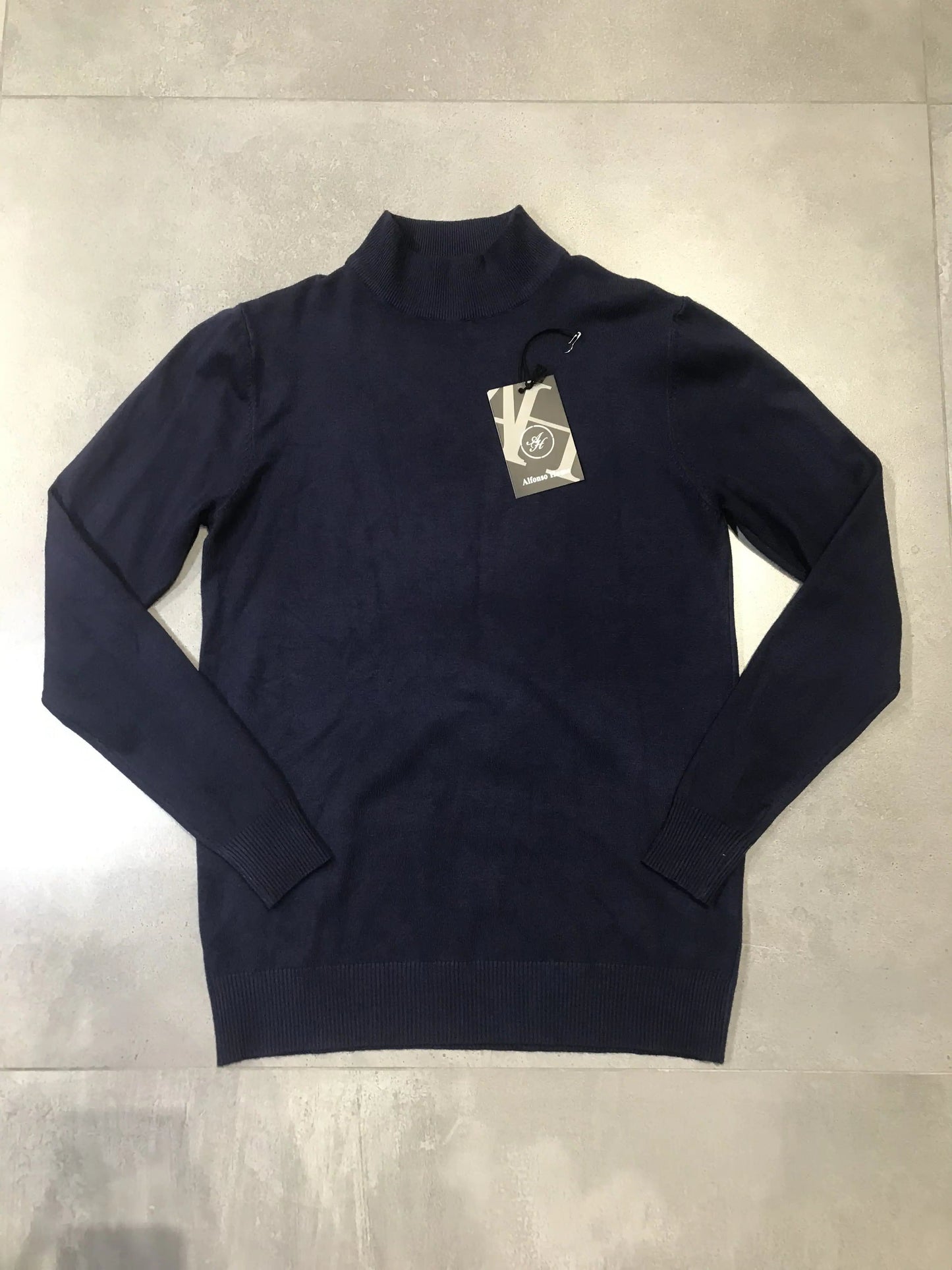 Maglione Collo Alto Uomo in Maglia Sottile BLU-NAVY - SUNTIMEMODA