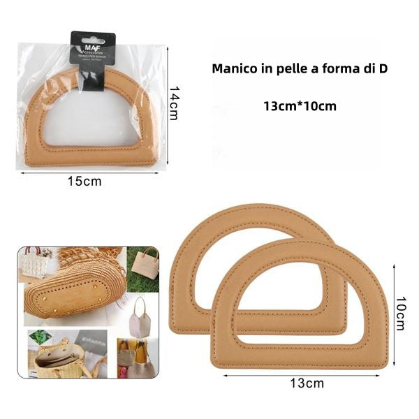 Manico in pelle a forma di D KHIAK 10cm 13cm - SUNTIMEMODA