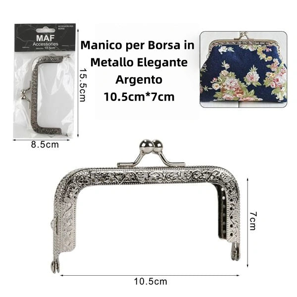 Manico per Borsa in Metallo Elegante argento 10.5cm*7cm - SUNTIMEMODA
