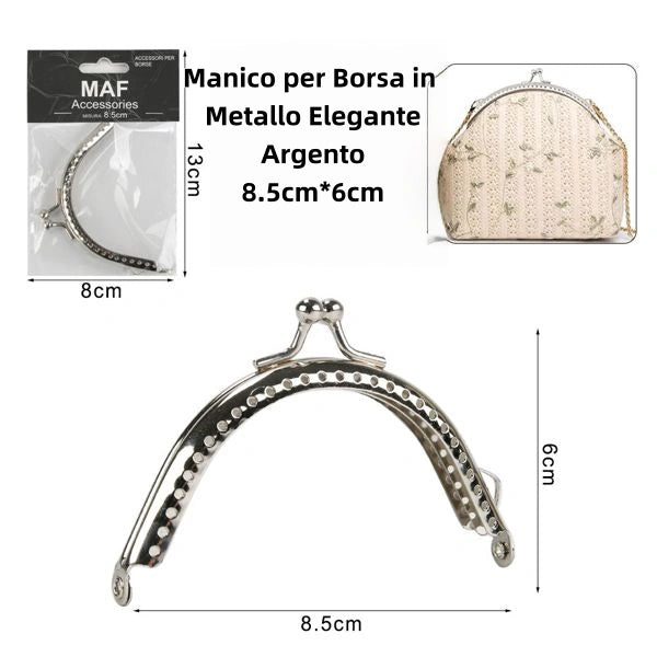 Manico per Borsa in Metallo Elegante argento 8.5cm*6cm - SUNTIMEMODA