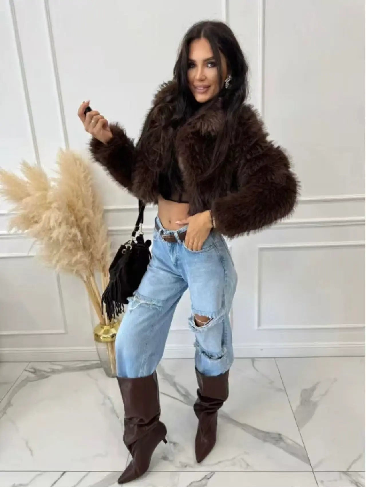 PELLICCIA CORTO MARRONE - SUNTIMEMODA