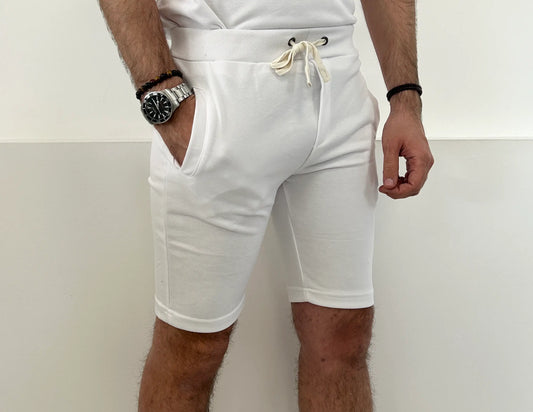 Pantaloncini uomo con elastico in vita e coulisse BIANCO - SUNTIMEMODA