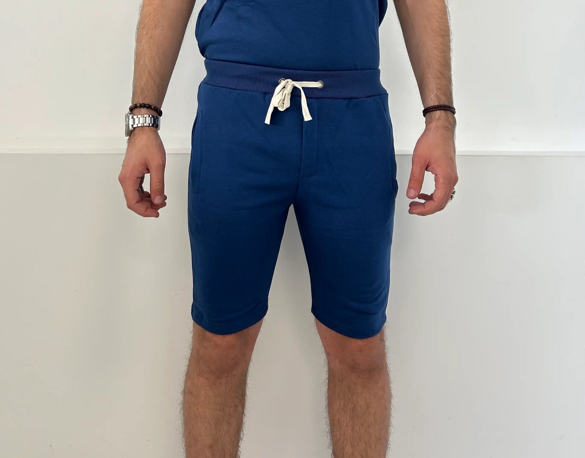 Pantaloncini uomo con elastico in vita e coulisse BLU CHIARI - SUNTIMEMODA