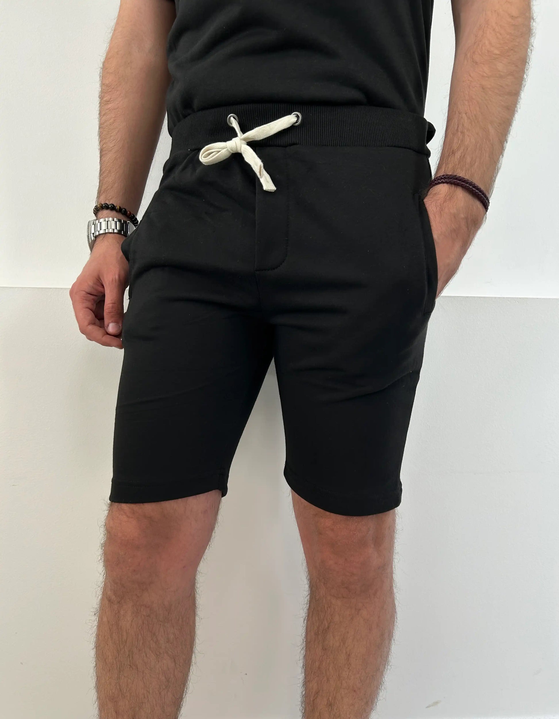 Pantaloncini uomo con elastico in vita e coulisse NERO - SUNTIMEMODA