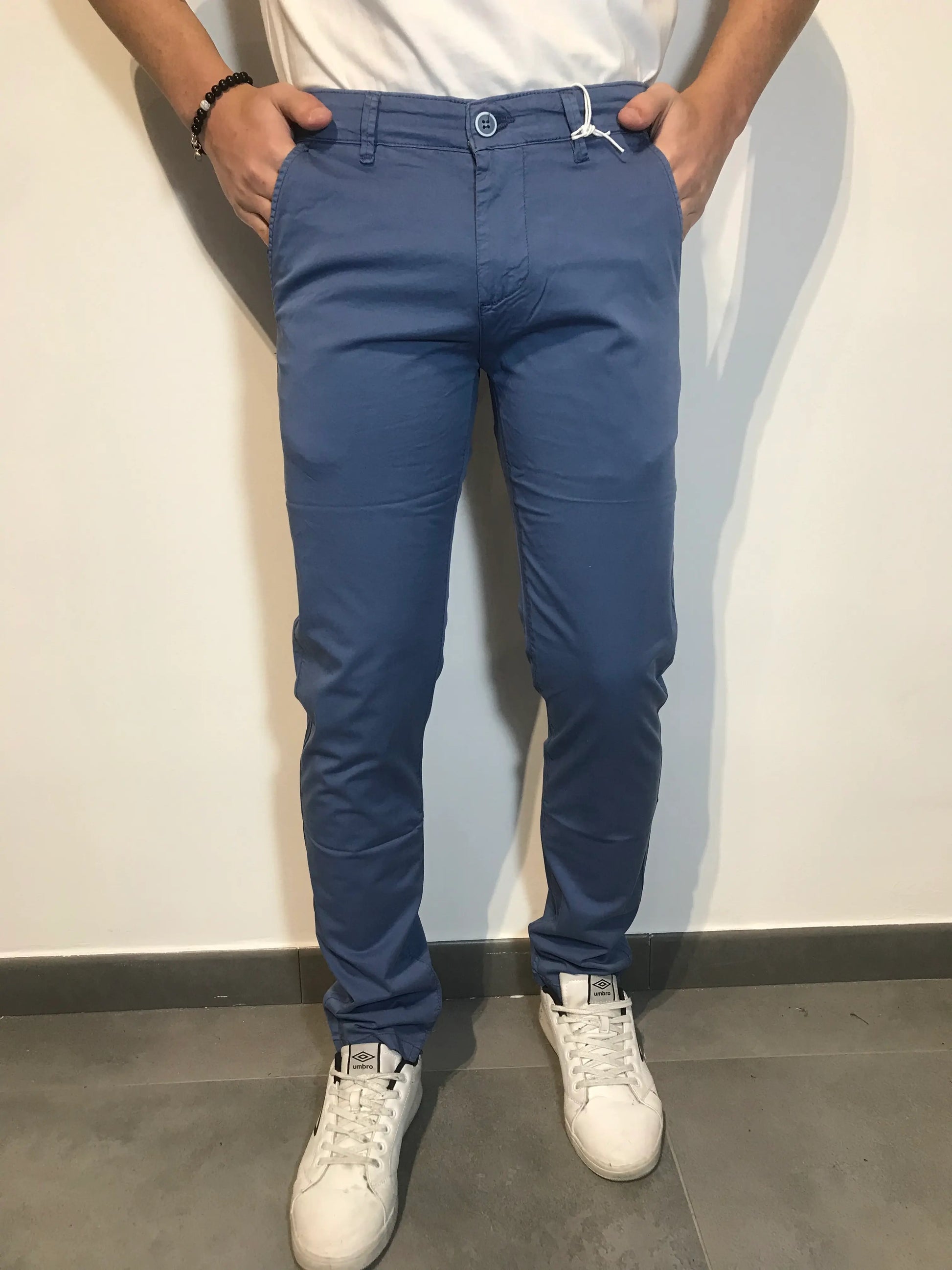 Pantalone slim fit uomo chinos indigo - SUNTIMEMODA