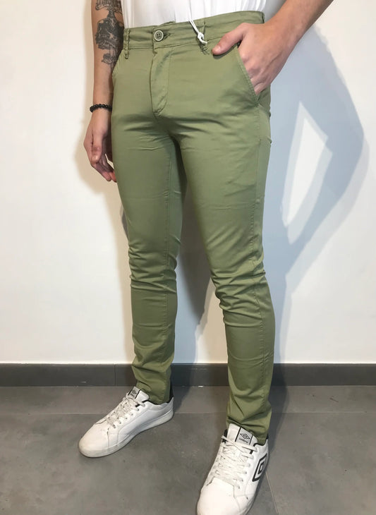 Pantalone slim fit uomo chinos verde - SUNTIMEMODA