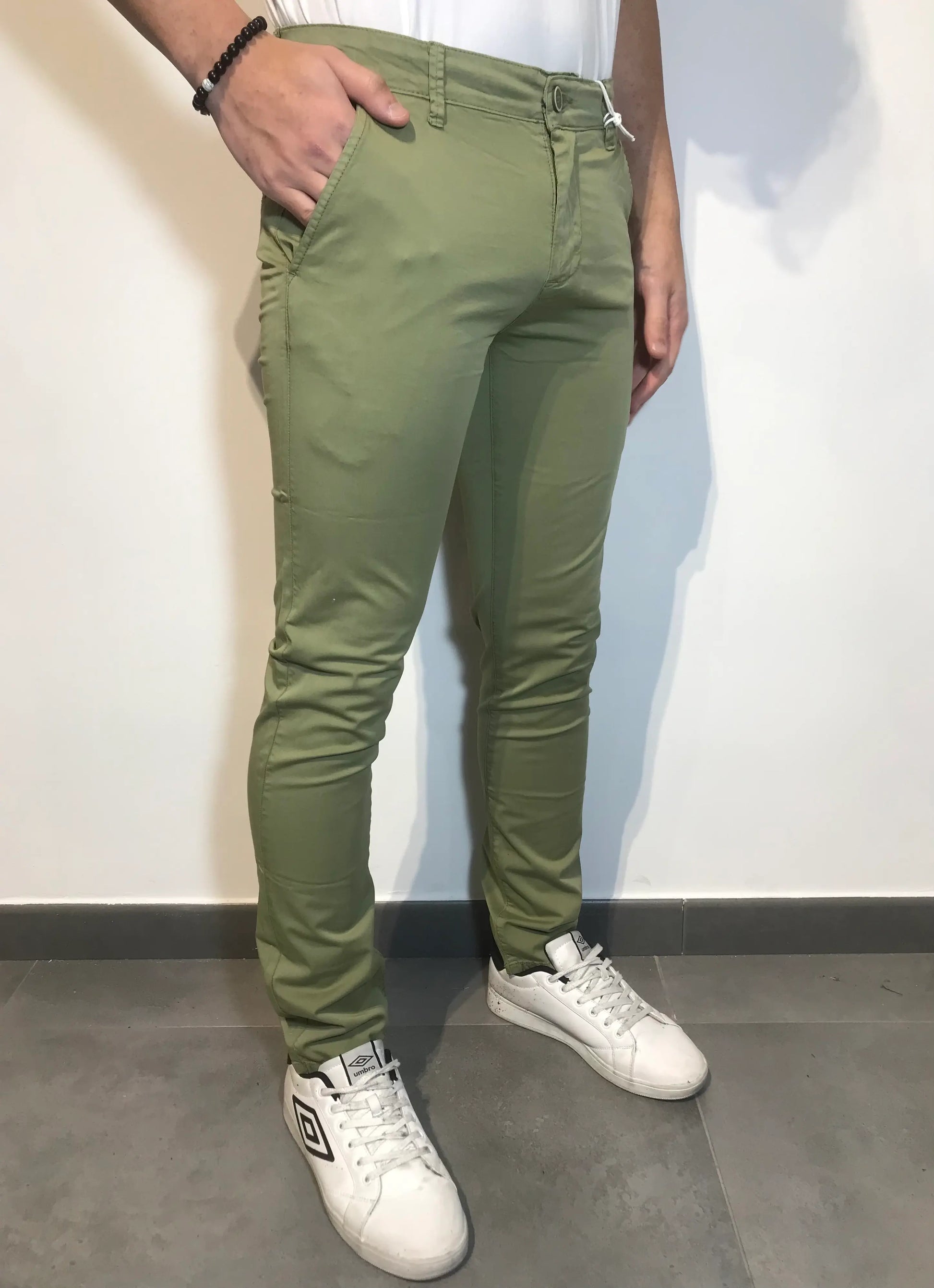 Pantalone slim fit uomo chinos verde - SUNTIMEMODA