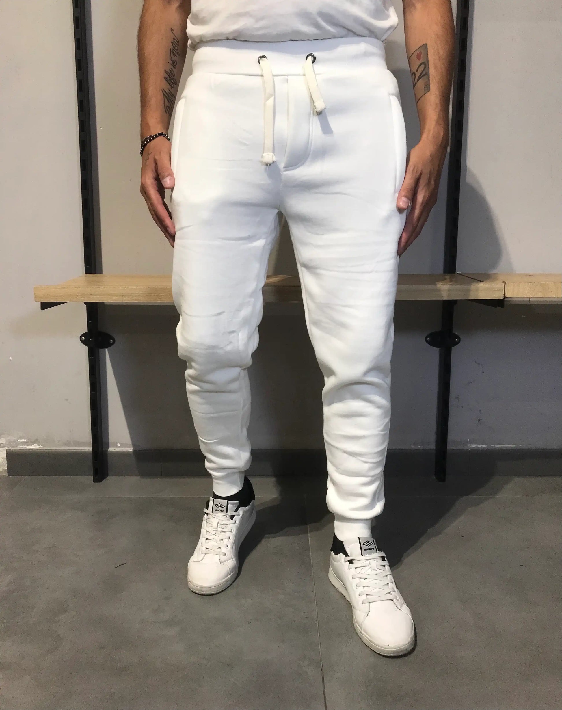 Pantaloni Jogger Uomo Felpati con Coulisse BIANCO - SUNTIMEMODA