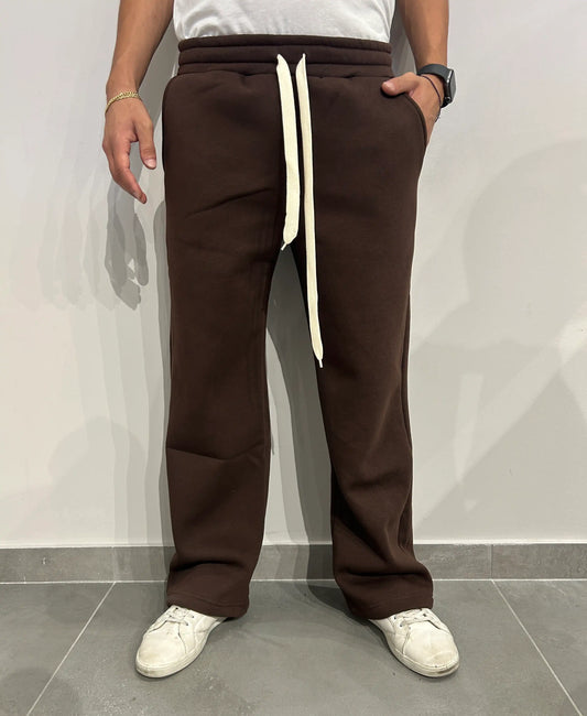 Pantaloni Tuta Uomo Felpati Gamba Larga MARRONE - SUNTIMEMODA