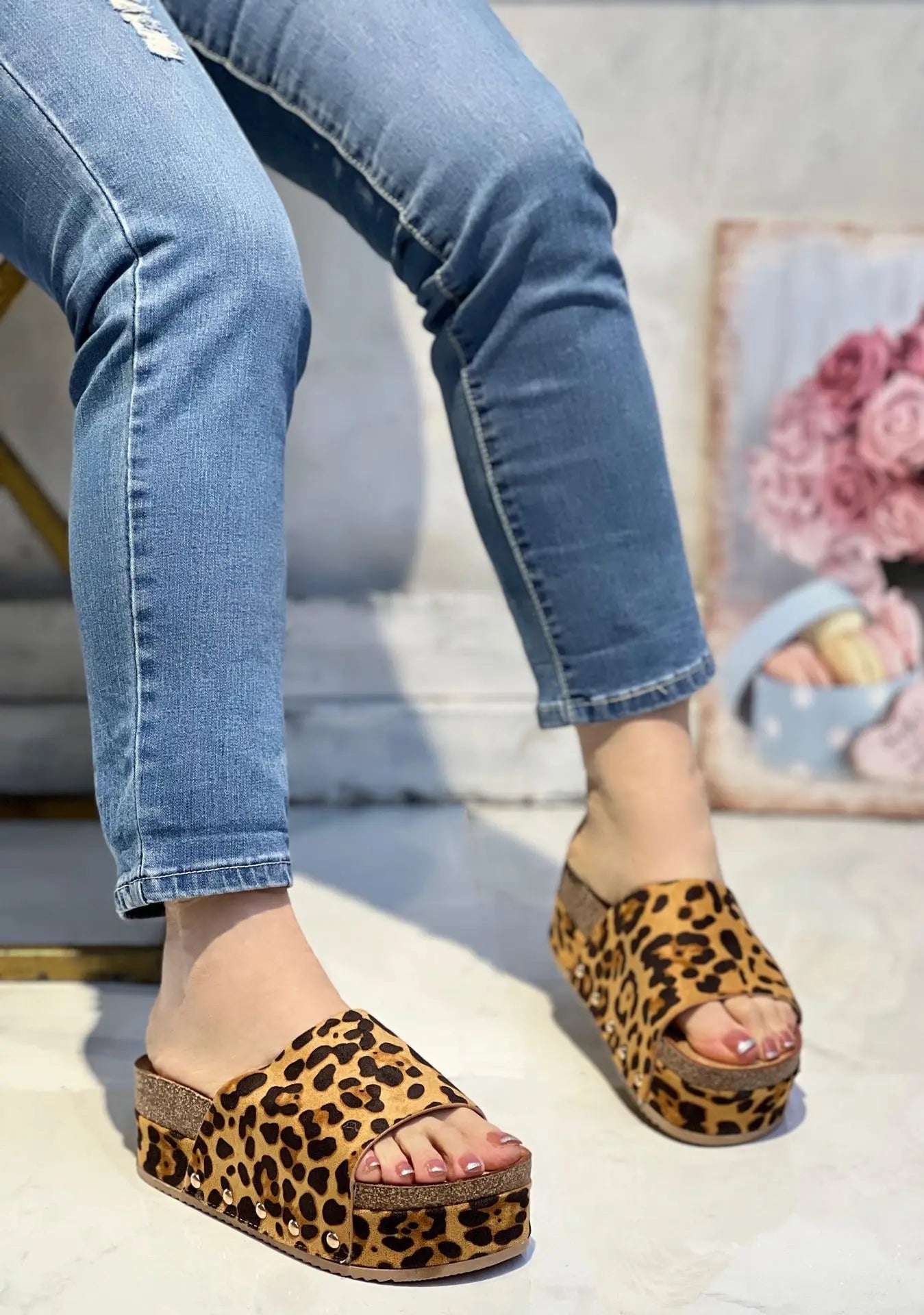 Pantofole con plateau e stampa leopardata - SUNTIMEMODA