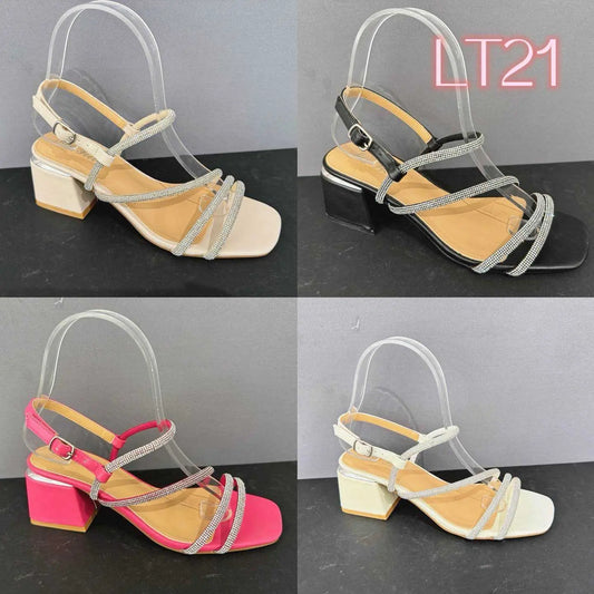 Sandali con Tacco Spesso e Strass - SUNTIMEMODA