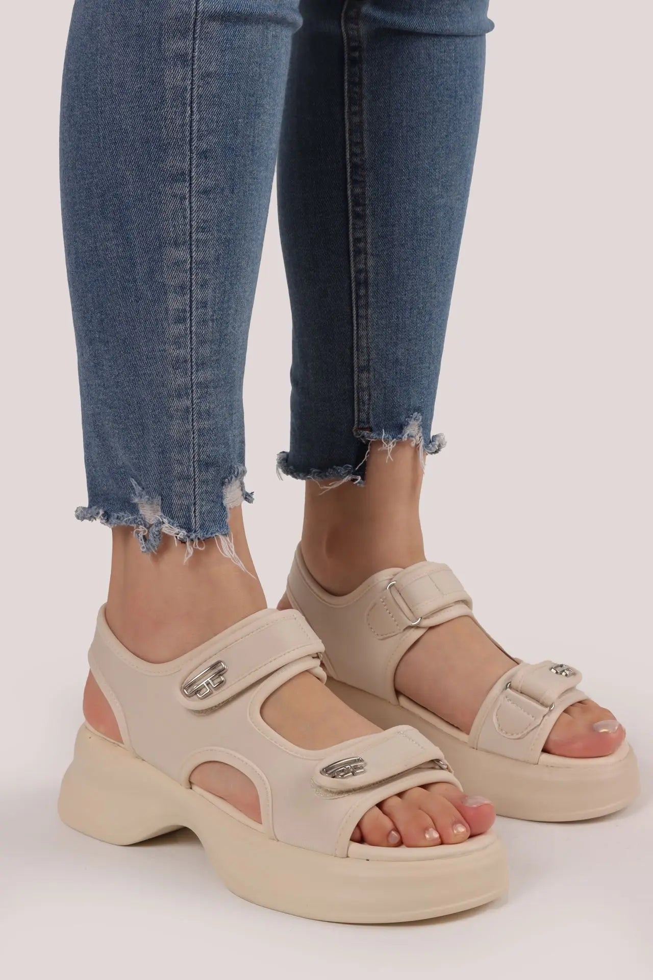 Sandali zeppe con Velcro - SUNTIMEMODA