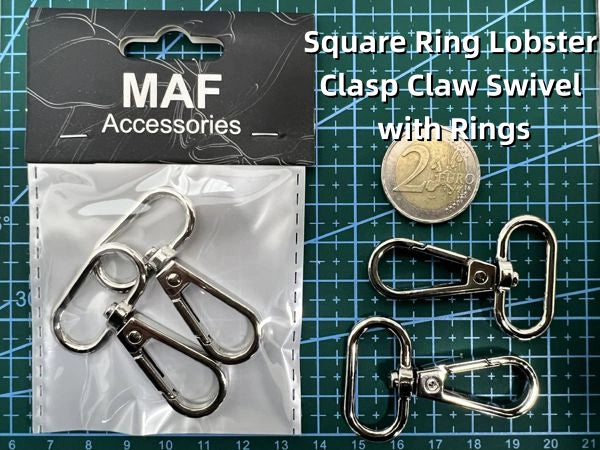 Square Ring Lobster Clasp Claw Swivel with Rings argento - SUNTIMEMODA