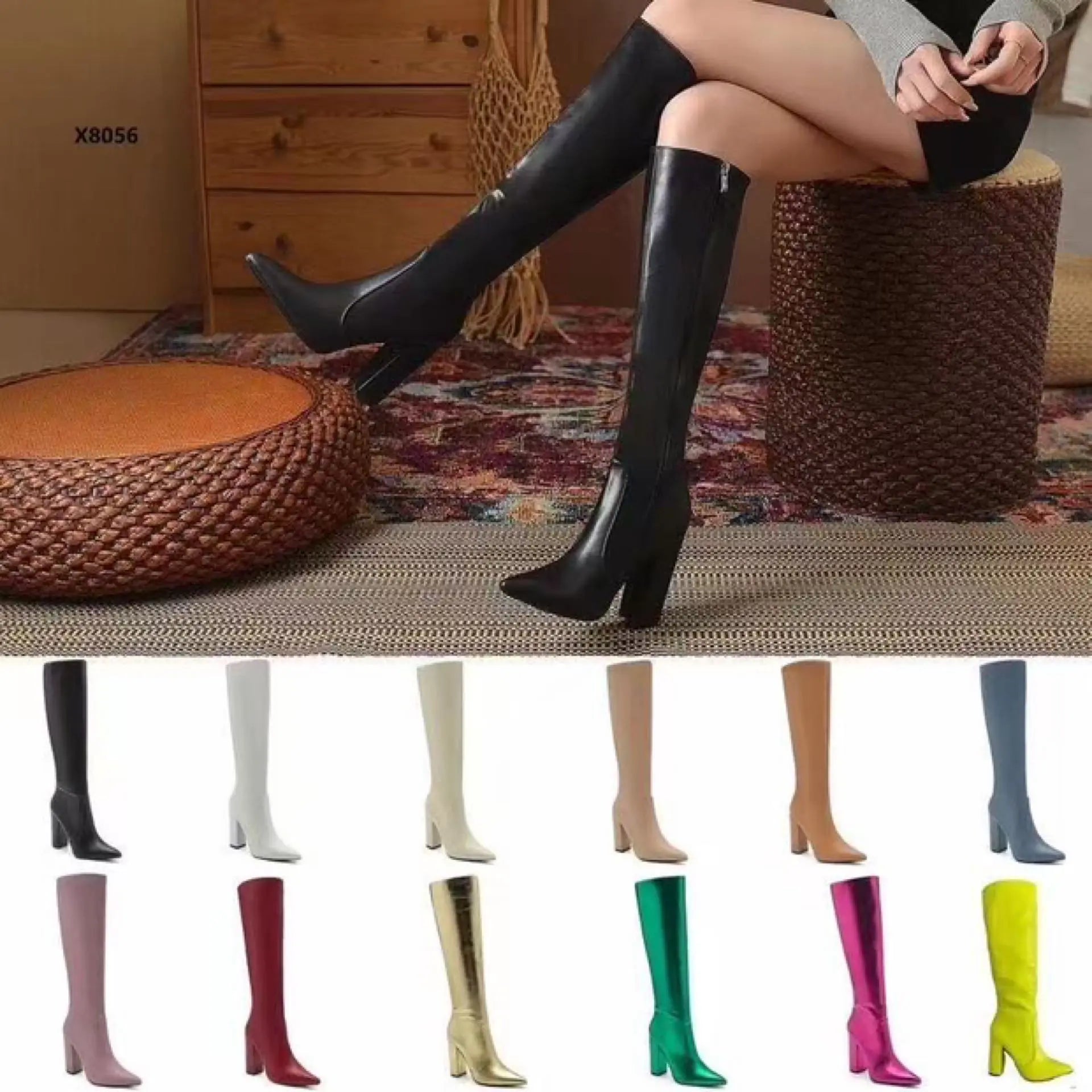 Stivali alti fino al ginocchio con tacco grosso colors - SUNTIMEMODA