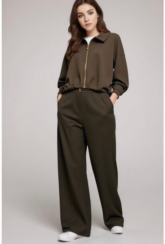 Tuta completo giacca e pantalone marrone - SUNTIMEMODA