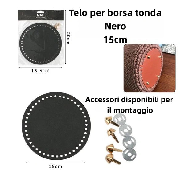 Telo per borsa tonda NERO 15cm con Accessori disponibili per il montaggio - SUNTIMEMODA