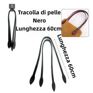 Tracolla in Pelle 60cm Cinghia per Borse Fai-da-Te NERO - SUNTIMEMODA