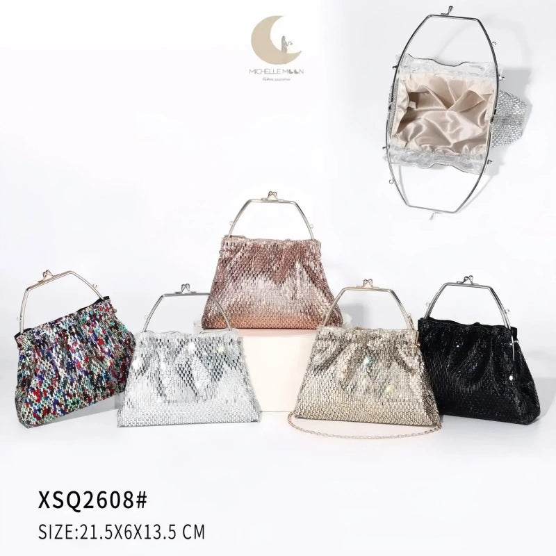 Assortimento di borse da sera Michelle Moon in oro, argento, nero, oro rosa e multicolore - SUNTIMEMODA