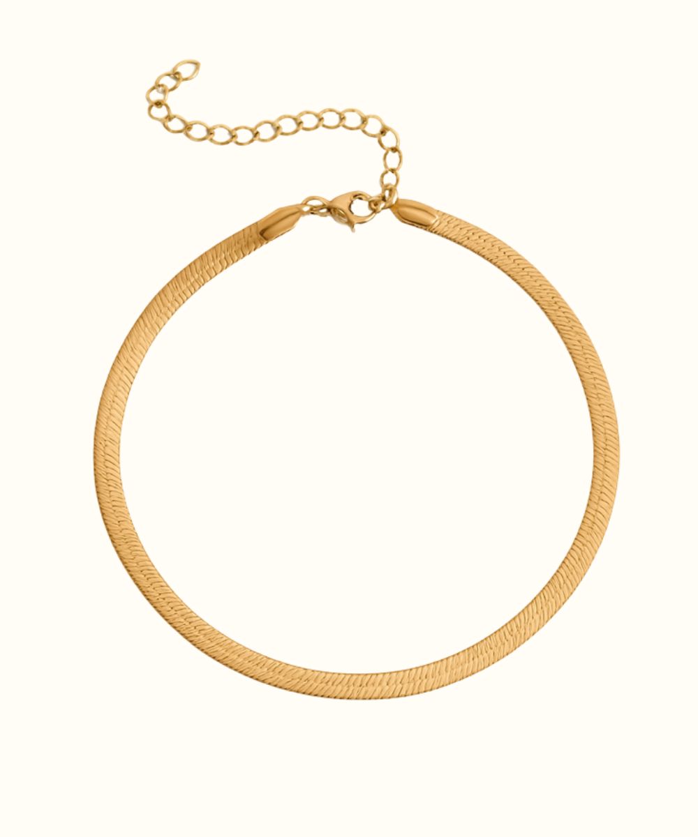 Cavigliera donna modello Snake con maglia a serpente piatta e lucida in acciaio inossidabile - Suntime Moda