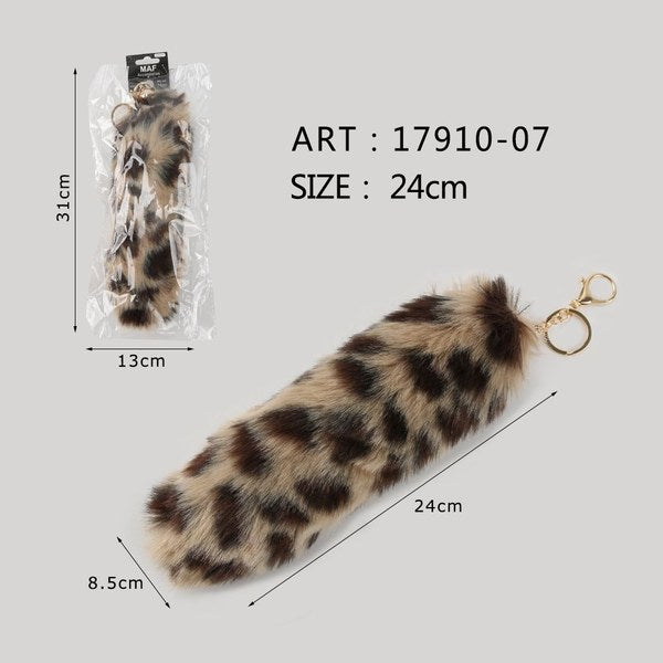 Ciondolo a forma di coda leopardata da 24 cm con anello portachiavi dorato. - SUNTIMEMODA