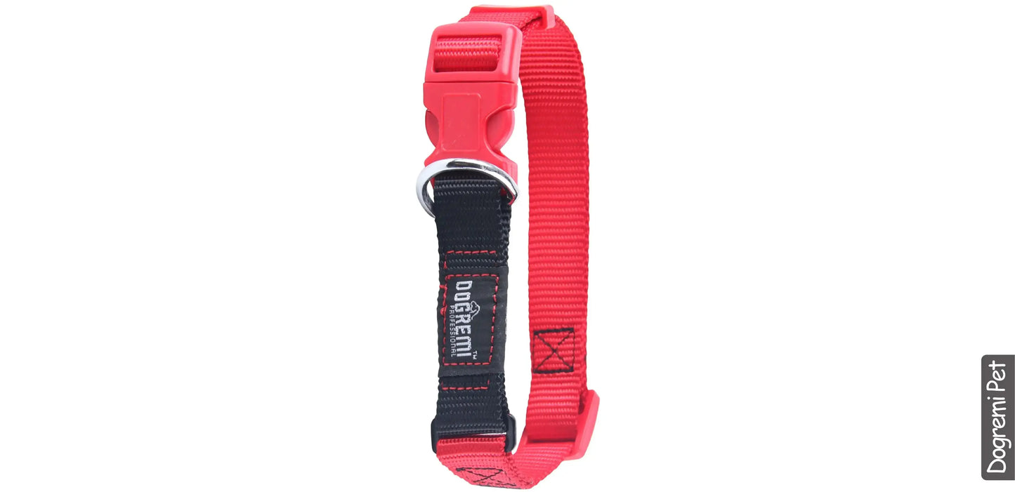Collare per cani taglia media regolabile 36-54cm larghezza 1.5cm design rosso e nero - Suntime Moda