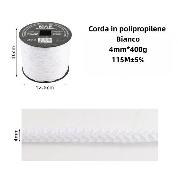 corda in polipropilene bianco 4mm*400g*115m - SUNTIMEMODA
