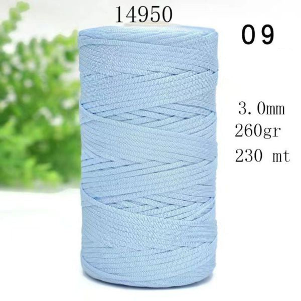 Rocchetto di cordino piatto in polipropilene colore azzurro chiaro, spessore 3.0mm, 260g, 230mt - SUNTIMEMODA