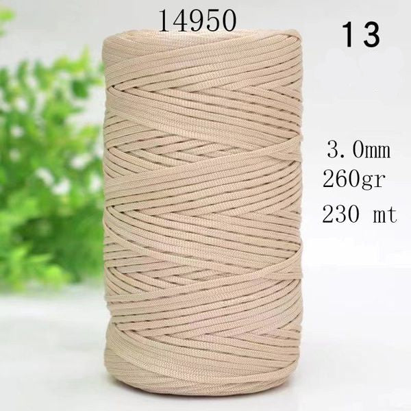Rocchetto di cordino piatto in polipropilene colore cachi, spessore 3.0mm, 260g, 230mt - SUNTIMEMODA