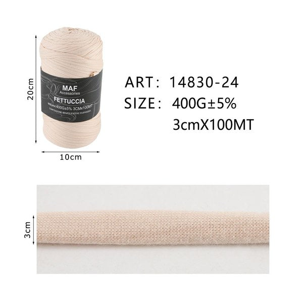 Gomitolo di fettuccia elastica beige MAF Accessories da 400g, articolo 14830-24 - SUNTIMEMODA