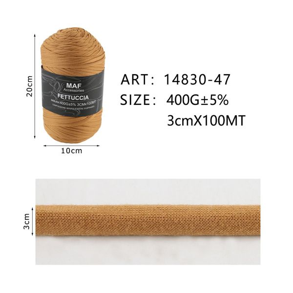 Gomitolo di fettuccia elastica cammello MAF Accessories da 400g, articolo 14830-47- SUNTIMEMODA