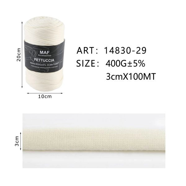Bobina grande di fettuccia bianca 400g in tessuto elastico per realizzare tappeti e borse all'uncinetto - SUNTIMEMODA